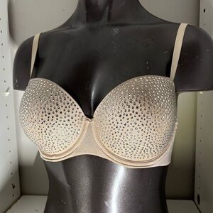Victoria secret Dream Angels lightly lined Demi embellished rhinestone bra 32DDD